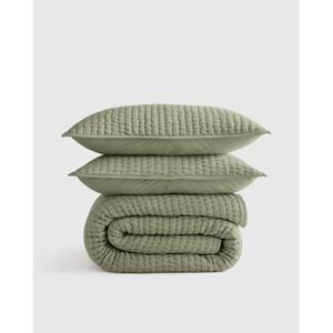 Quince European Linen Cotton Stitch Quilt Set Willowleaf Blankets King/Cal King